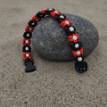 Red/Black Flower Paracord Collar with Rhinestone-Buckle