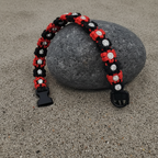 Red/Black Flower Paracord Collar with Rhinestone-Buckle