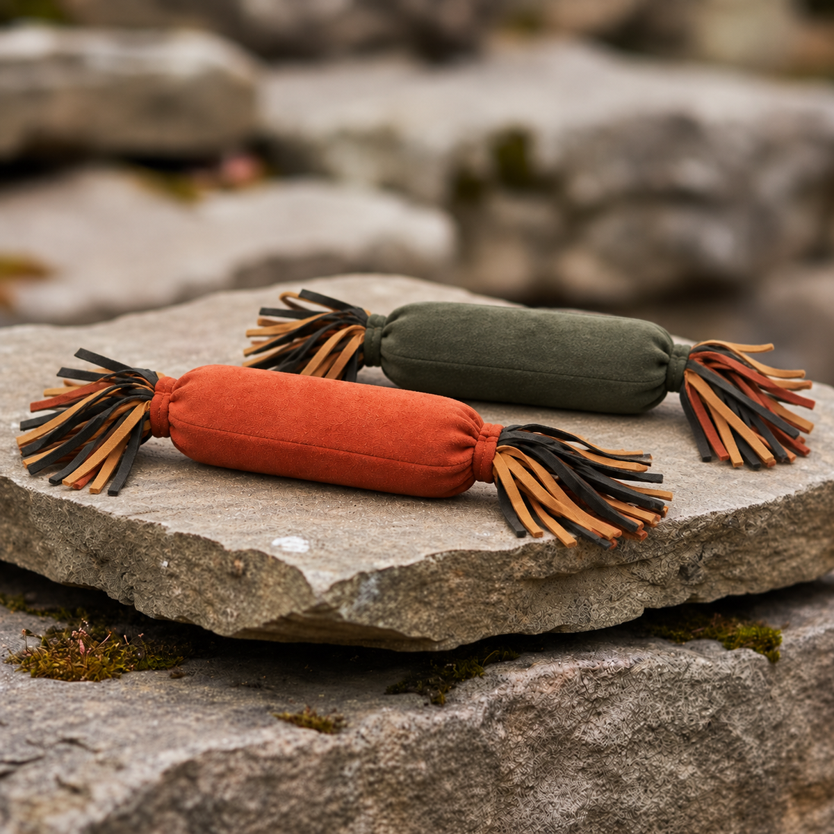 Leather Hot Dog Toy with Squeaker