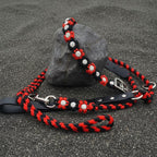 Red/Black Flower Paracord Collar with Rhinestone-Buckle