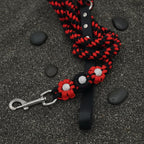 Red/Black Flower Paracord Collar with Rhinestone-Buckle