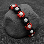 Red/Black Flower Paracord Collar with Rhinestone-Buckle