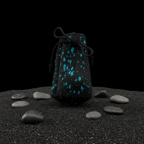 All Natural Cowhide Poop Bag-Black with Turqoise