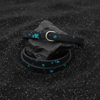 All Natural Cowhide Leash-Black with Turquoise
