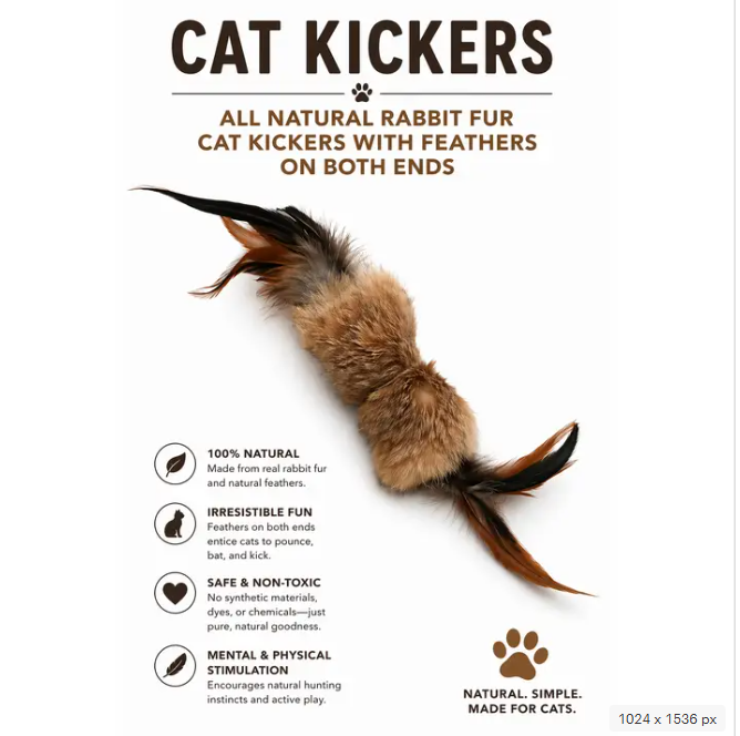 Natural Rabbit Cat Kickers w/Sound