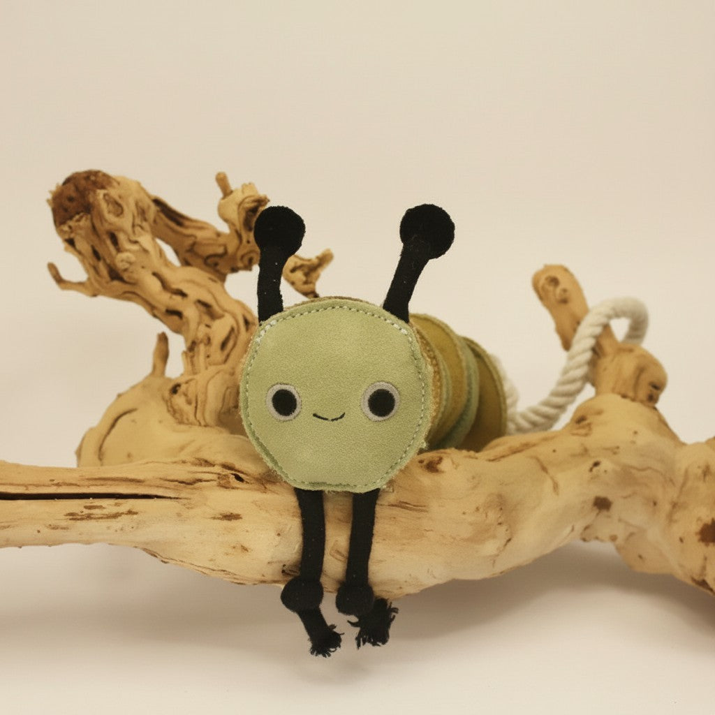 Leather Caterpillar Dog Toy