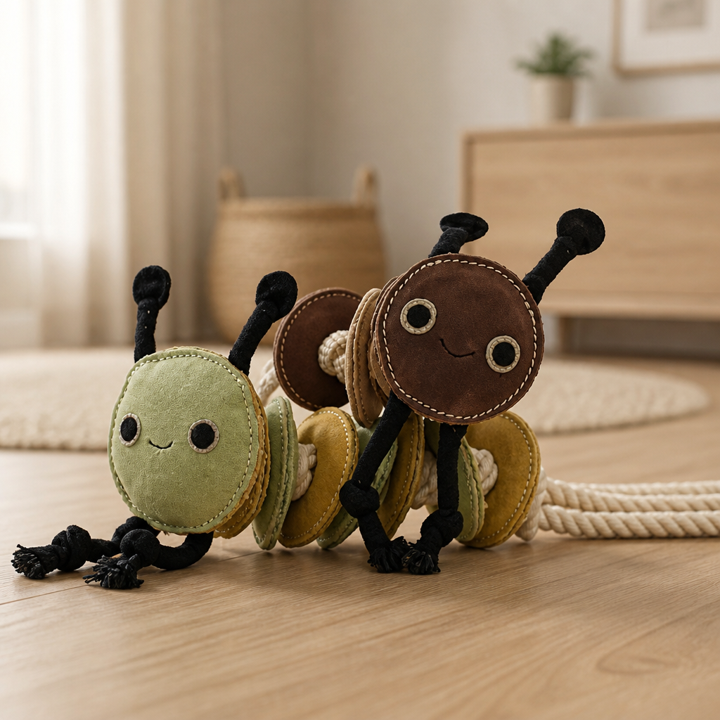 Leather Caterpillar Dog Toy