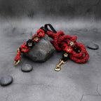 Red/Black Gold Petal Flower Paracord Collar-Martingale