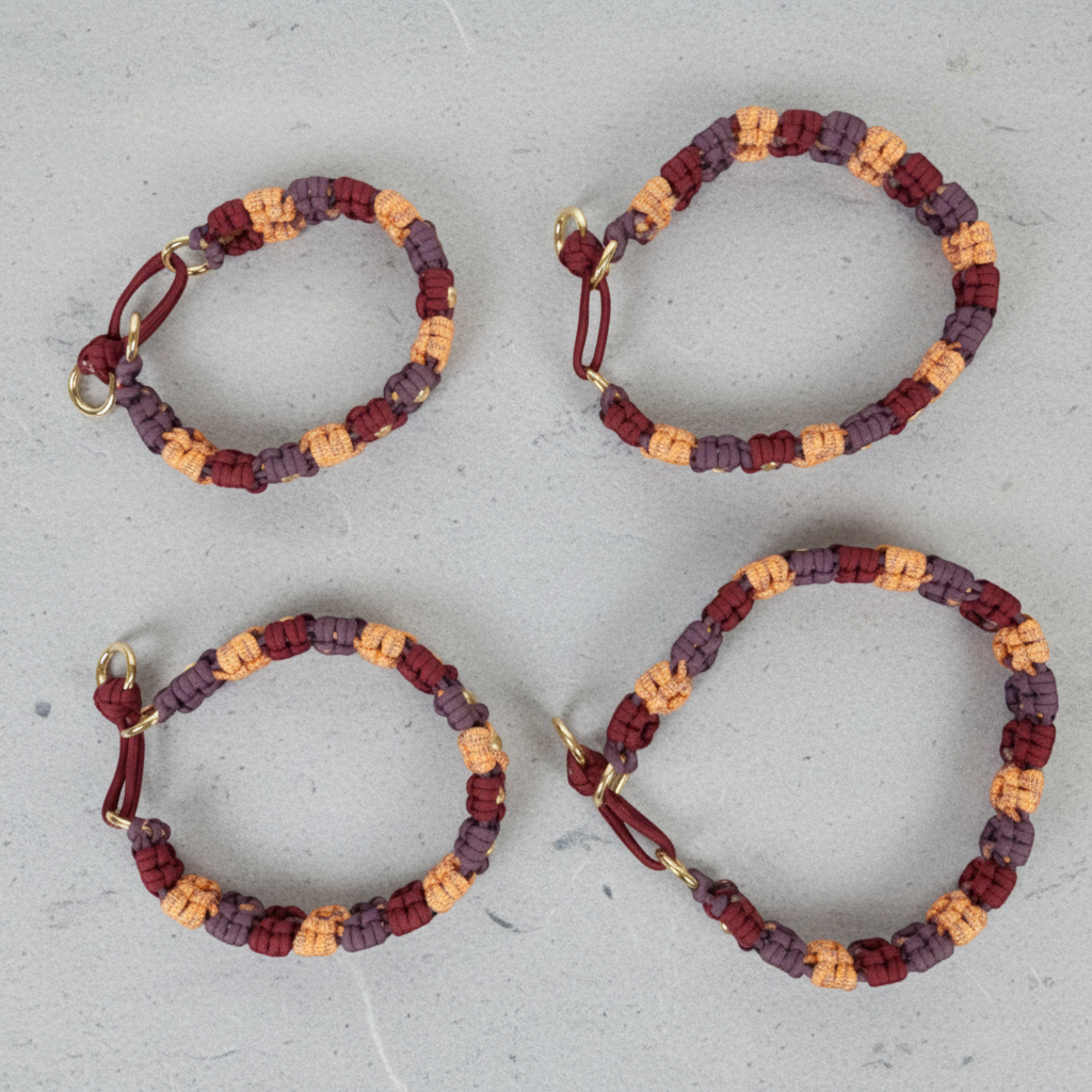 Maroon/Peach Flower/Purple Paracord Martingale Collar