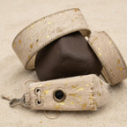 All Natural Cowhide Collar-White with Gold