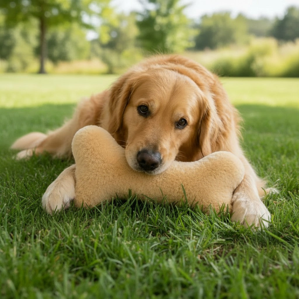 100% Sheepskin Bone w/Squeaker