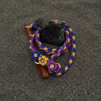 Purple/Blue/Yellow w/Gold Flower Paracord  Collar-Martingale