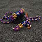 Purple/Blue/Yellow w/Gold Flower Paracord Collar-Buckle