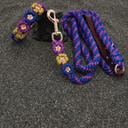 Purple/Blue/Yellow w/Gold Flower Paracord Collar-Buckle