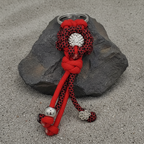 Red/Black Flower Paracord Keyring with Rhinestone