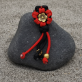 Red/Black Gold Petal  Flower Paracord Keyring