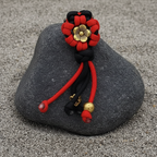 Red/Black Gold Petal  Flower Paracord Keyring