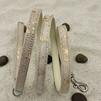 All Natural Cowhide Leash-White with Gold