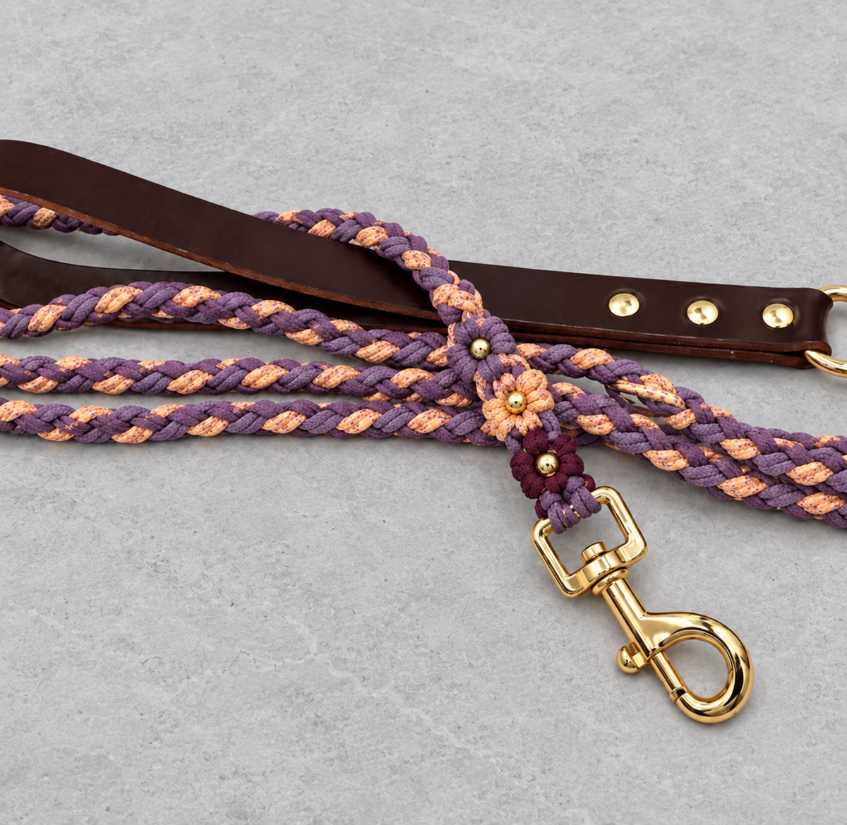 Maroon Flower  Paracord Leash-3 Sizes
