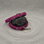 All Natural Cowhide Collar-Pink w/Silver Foil