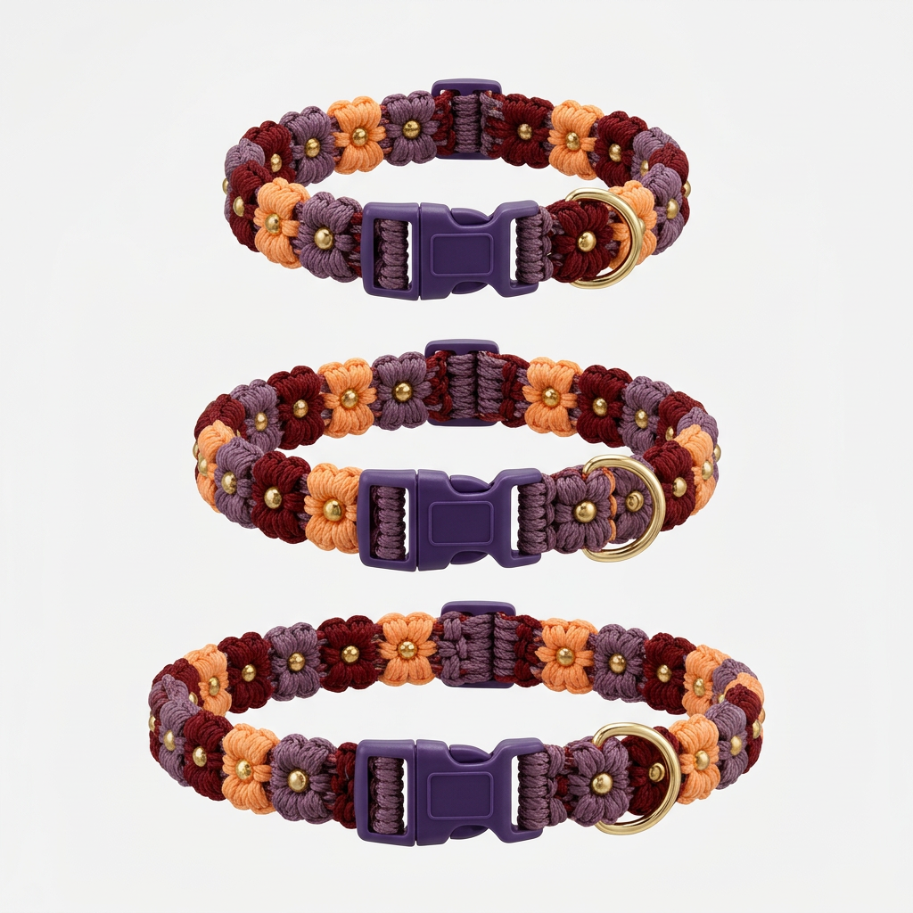 Maroon/Peach/Purple Paracord Break Away Collar-Cats