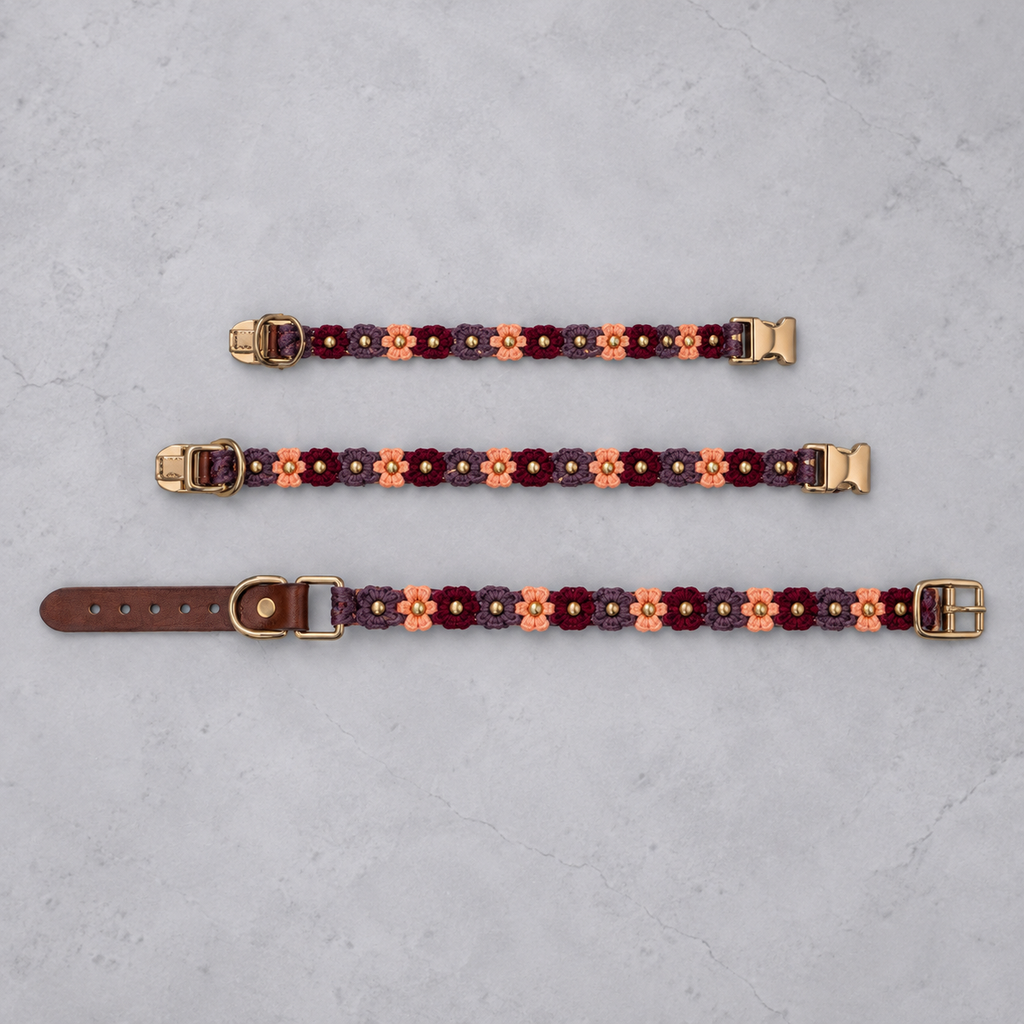 Maroon/Peach/Purple Paracord Buckle Collar 4MM