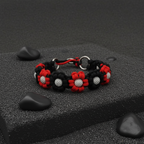 Red/Black Flower Paracord Collar with Rhinestone-Martingale