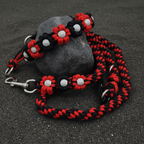 Red/Black Flower Paracord Collar with Rhinestone-Martingale