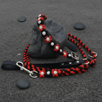 Red/Black Flower Paracord Leash with Rhinestones