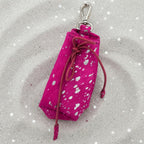All Natural Cowhide Poop Bag-Pink with Silver Foil
