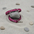 All Natural Cowhide Leash-Pink with Silver Foil