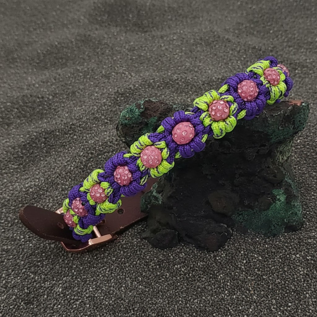 Purple/Green Paracord Collar w/Rose Gold Center Bead