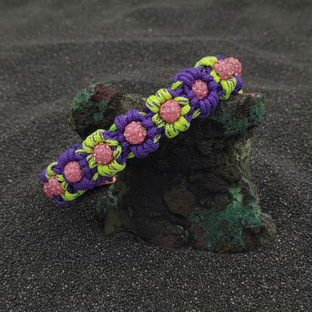 Purple/Green Paracord Collar w/Rose Gold Center Bead