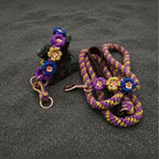 Purple/Blue/Yellow w/Gold Flower Paracord Leash