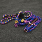 Purple/Blue/Yellow w/Gold Flower Paracord Leash