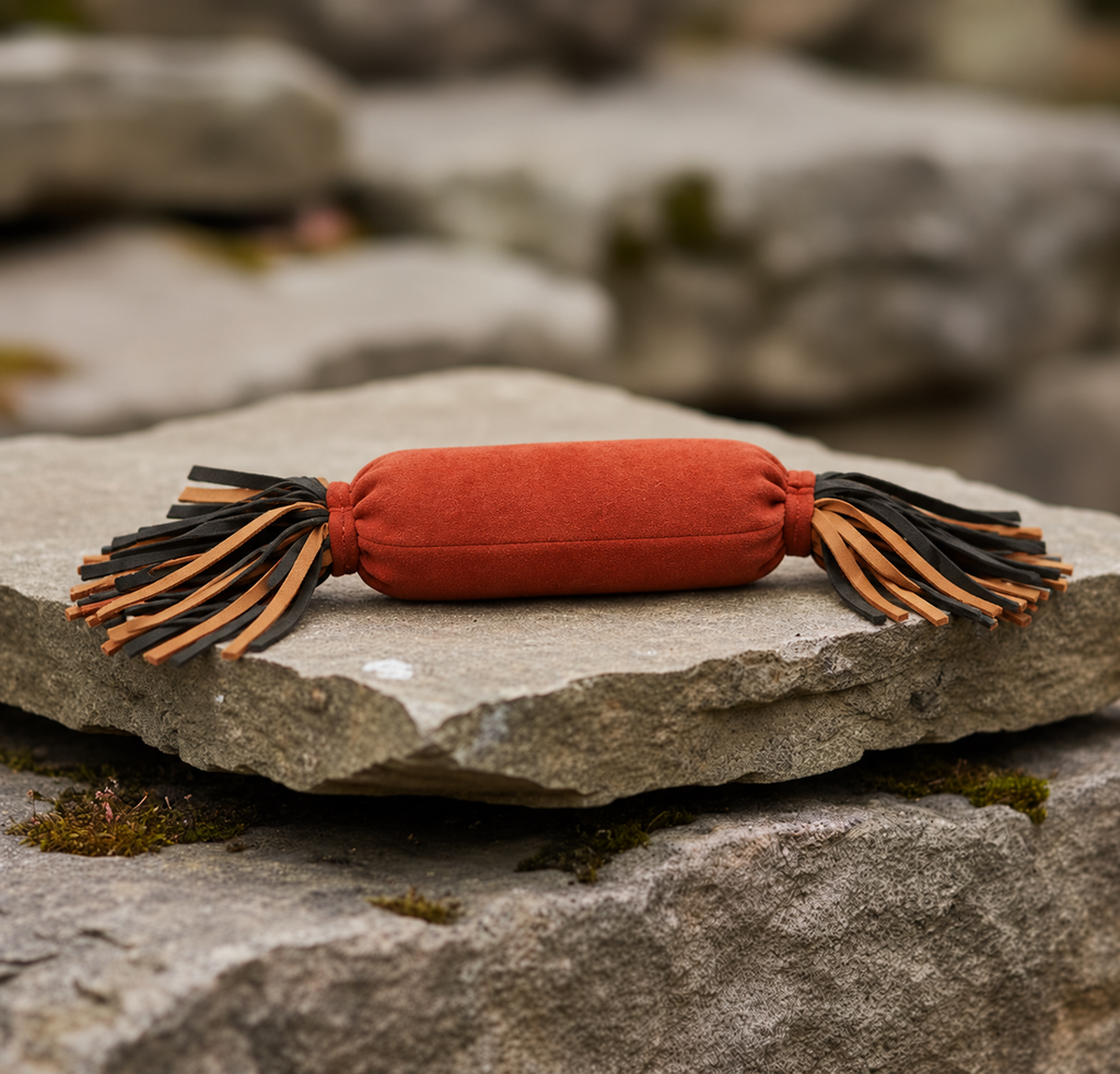 Leather Hot Dog Toy with Squeaker