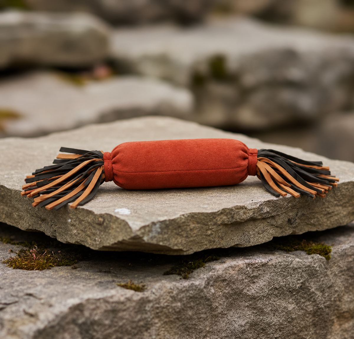 Leather Hot Dog Toy with Squeaker