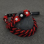 Red/Black Flower Paracord Leash with Rhinestones