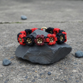 Red/Black Gold Petal Flower Paracord Collar-Martingale