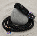 Black Flat Weave Paracord Collar/Leash Set w/Shimmer Thread