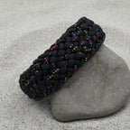Black Flat Weave Paracord Collar/Leash Set w/Shimmer Thread