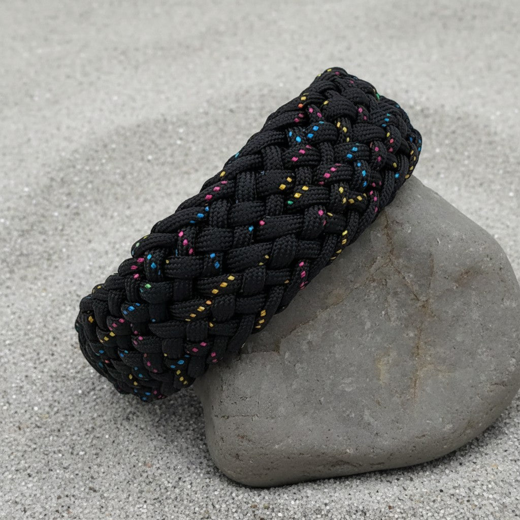 Black Flat Weave Paracord Collar/Leash Set w/Shimmer Thread