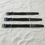 Black Flat Weave Paracord Collar/Leash Set w/Shimmer Thread