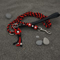 Red/Black Flower Paracord Leash with Rhinestones