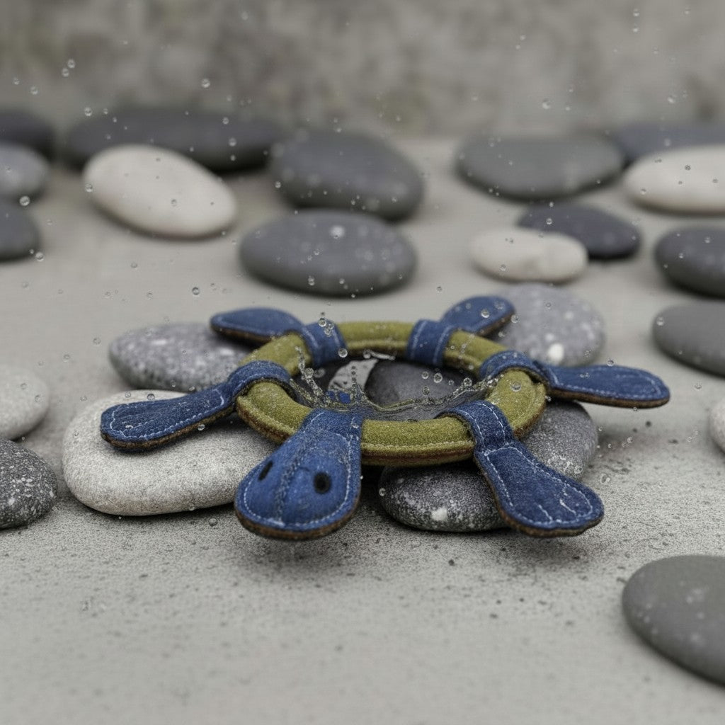 Leather Ring Turtles w/Squeaker