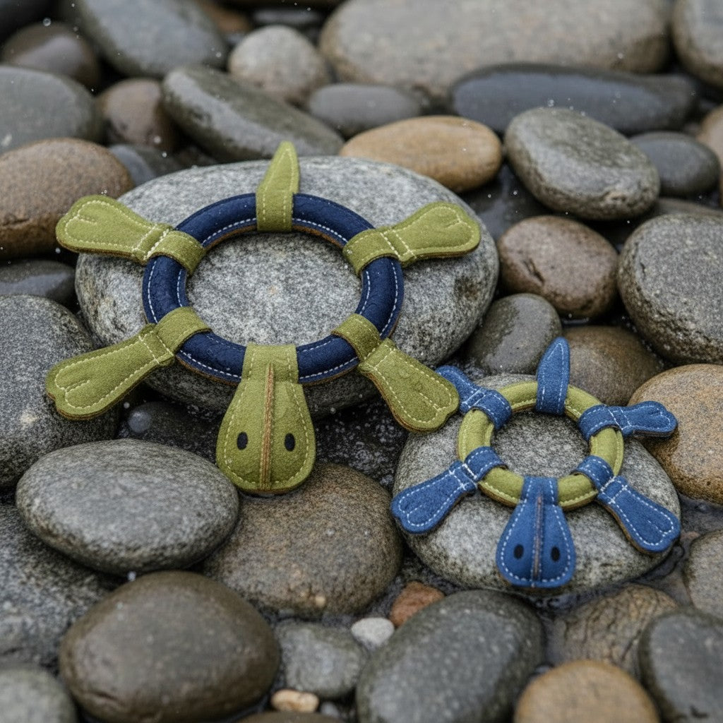 Leather Ring Turtles w/Squeaker