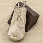 All Natural Cowhide Poop Bag-White with Gold